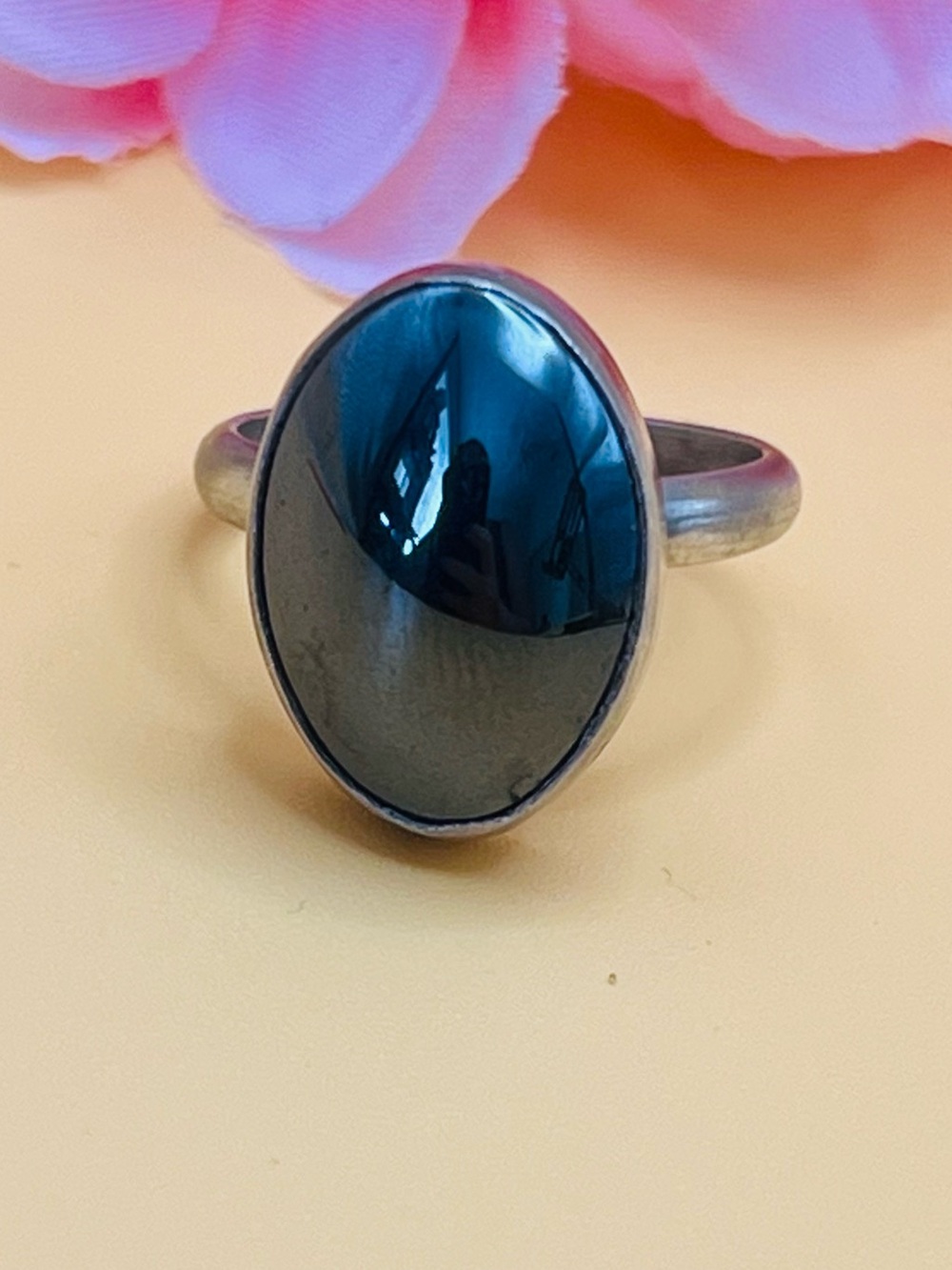 Large oval Onyx Statement Ring size 7